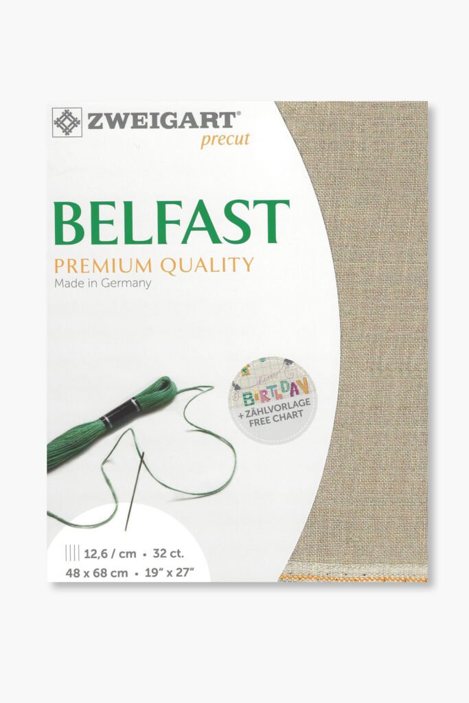 ZWEIGART Belfast 3609 – Precut Linen Fabric 32 Count – Colour 53 – (48 × 68 cm)