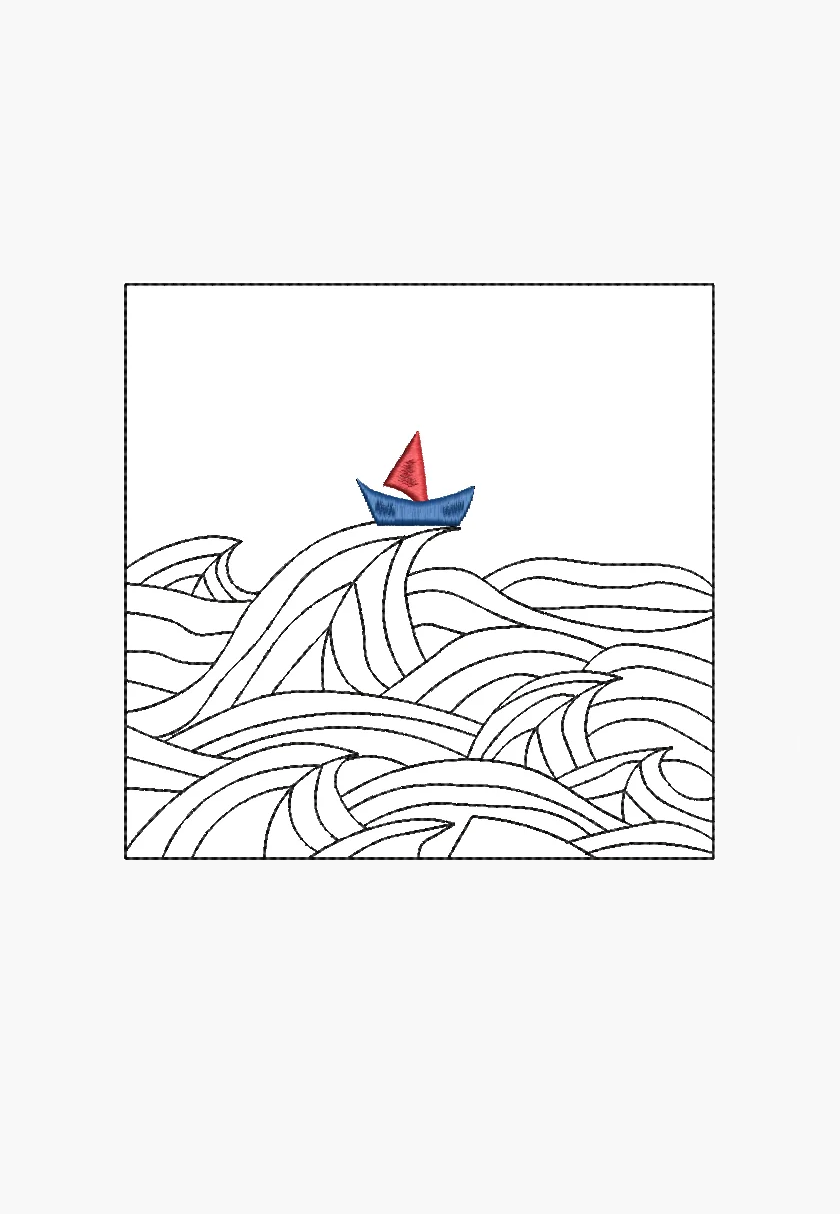 BOAT MONOCHROME – Machine Embroidery Design – Instant Download
