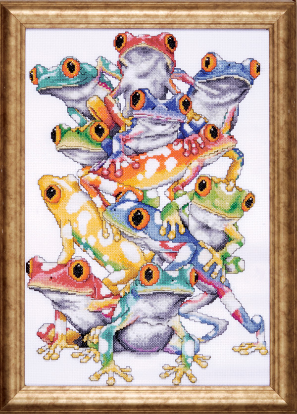 Frog Pile (14 Count) - Cross Stitch Kit 11"x16"