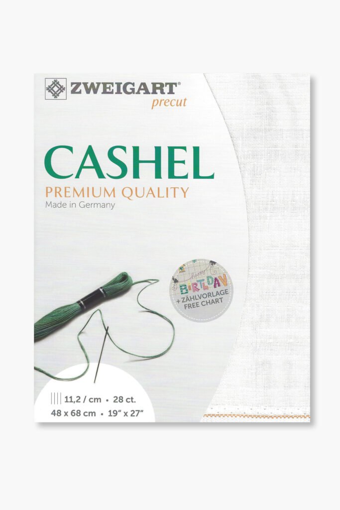 ZWEIGART Cashel 3281 – Tissu de lin prédécoupé 28 fils/cm – Couleur 100 – (48 × 68 cm)