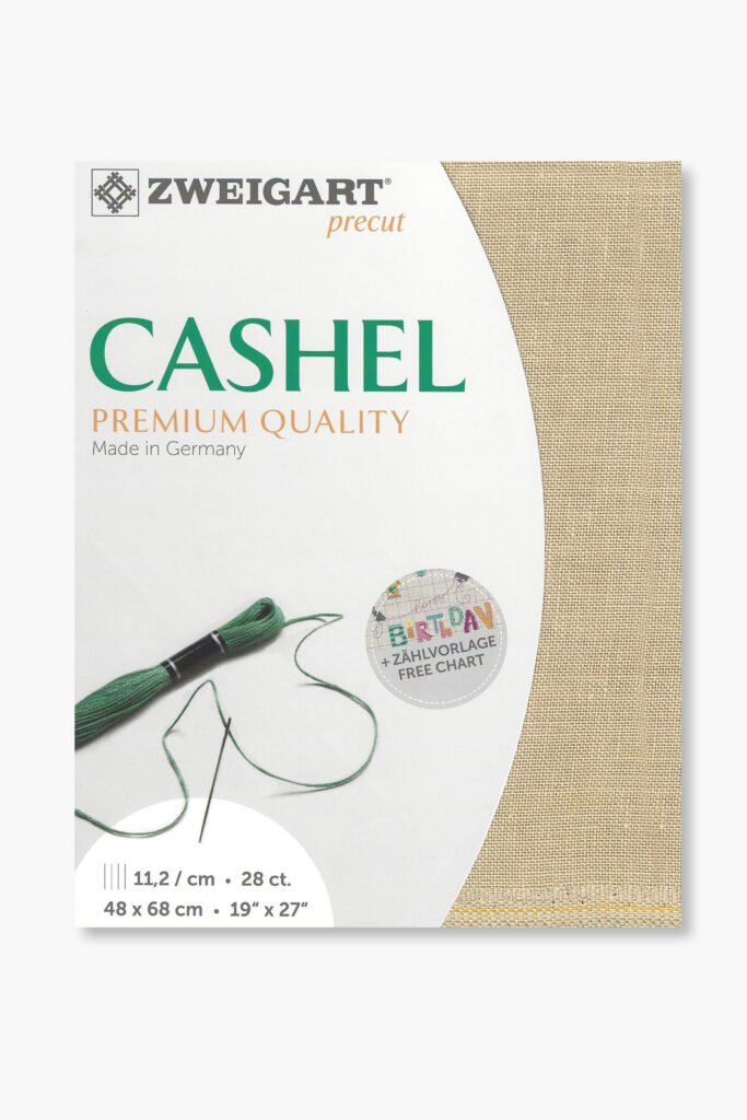 ZWEIGART Cashel 3281 – Tissu de lin prédécoupé 28 fils/cm – Couleur 309 – (48 × 68 cm)