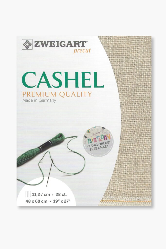 ZWEIGART Cashel 3281 – Tissu de lin prédécoupé 28 fils/cm – Couleur 52 – (48 × 68 cm)
