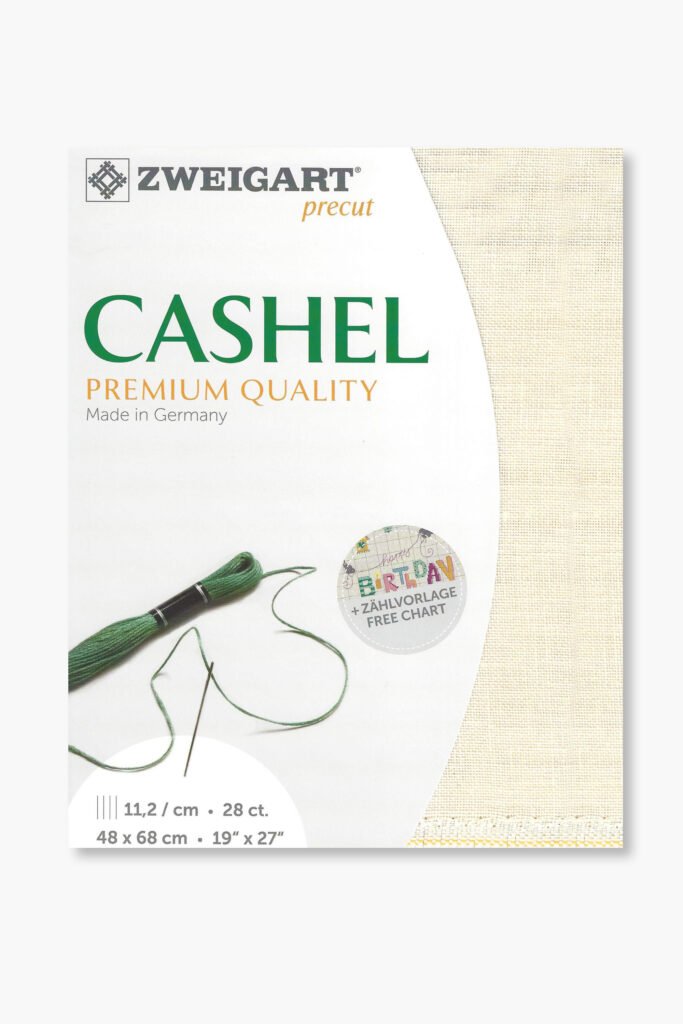 ZWEIGART Cashel 3281 – Tissu de lin prédécoupé 28 fils – Couleur 99 – (48 × 68 cm)