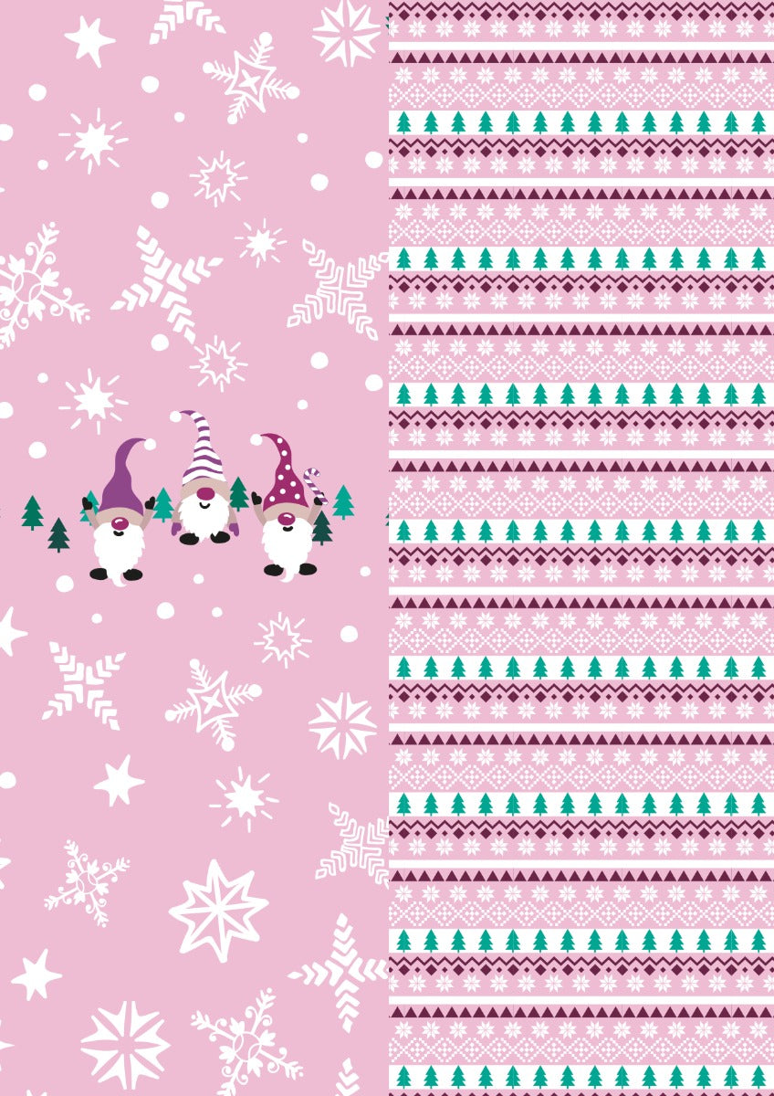 French Terry - Winter Gnomes Pink Panel