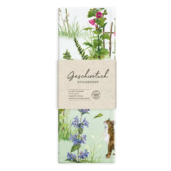 Tea Towel Hollyhocks