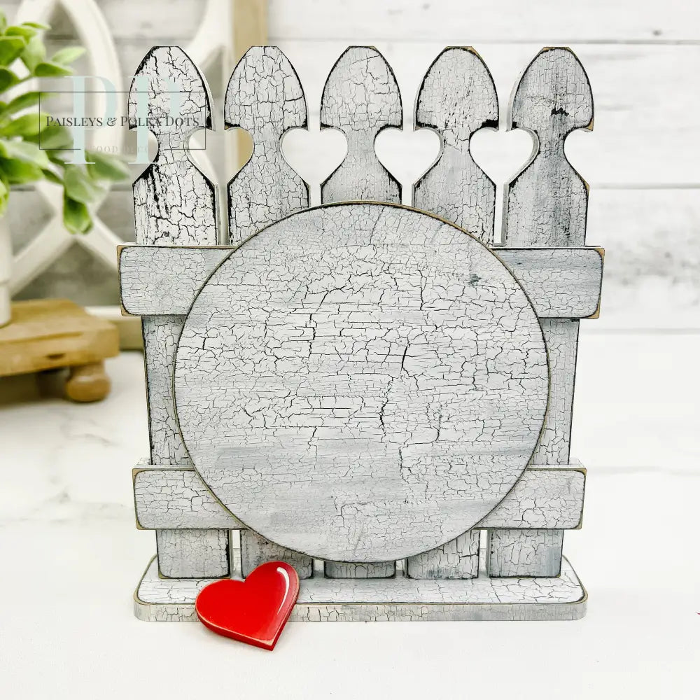 Heart Picket Fence - Unfinished Wood Display by Paisleys and Polka Dots