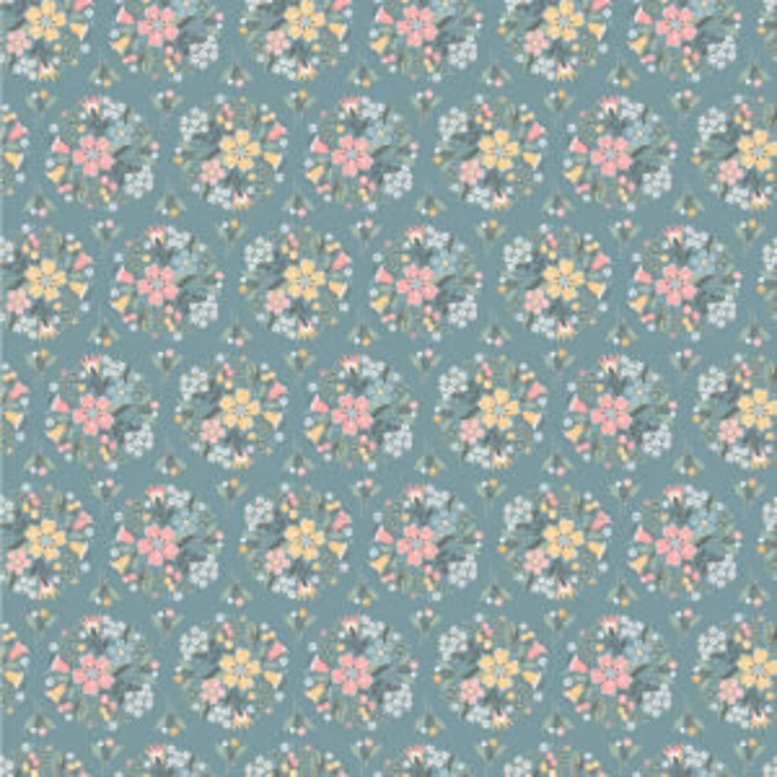 Songbird Serenade by Sheri McCulley for Poppie Cotton Bridal Bouquet Dk Blue- Fabric Off the Bolt