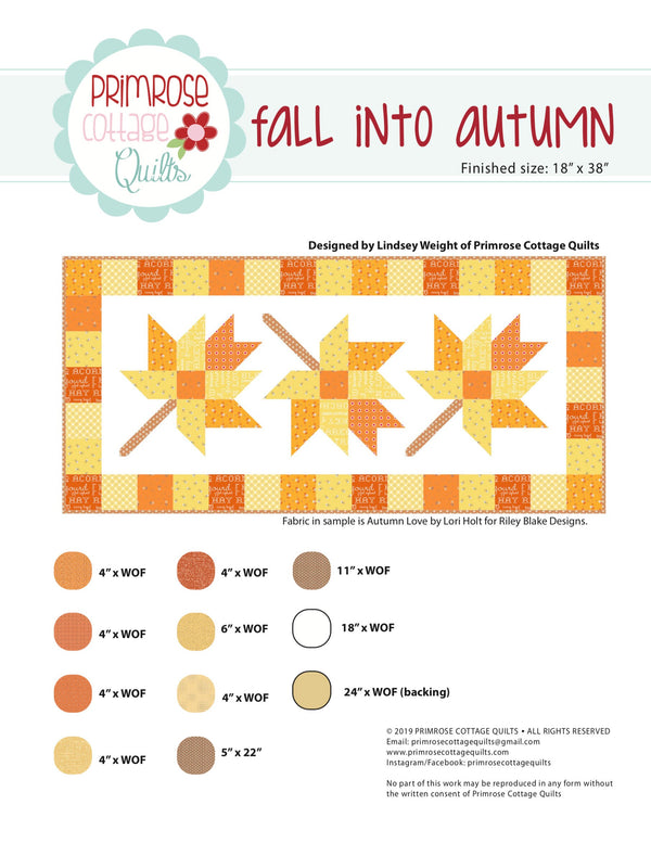 Fall Into Autumn by Lindsey Weight of Primrose Cottage Quilts - Quilt PDF Pattern