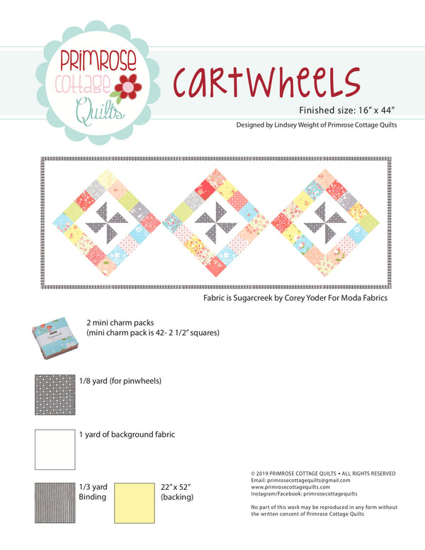 Cartwheels by Lindsey Weight of Primrose Cottage Quilts - Table Runner PDF Pattern