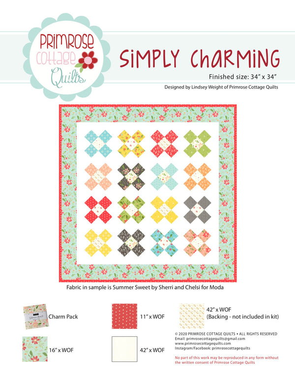 Simply Charming by Lindsey Weight of Primrose Cottage Quilts - Quilt PDF Pattern