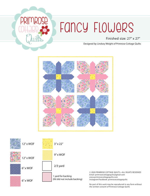 Fancy Flowers by Lindsey Weight of Primrose Cottage Quilts - Table Topper PDF Pattern