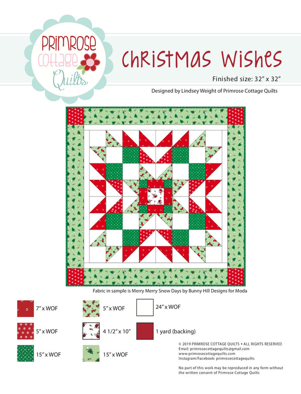 Christmas Wishes by Lindsey Weight of Primrose Cottage Quilts - Quilt PDF Pattern