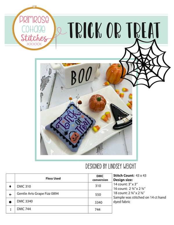 Trick or Treat {Lindsey's Stamp Series} Cross Stitch by Lindsey Weight of Primrose Cottage- PDF Pattern