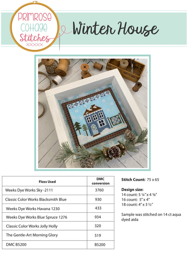 Winter House Cross Stitch by Lindsey Weight of Primrose Cottage Stitches - PDF Pattern