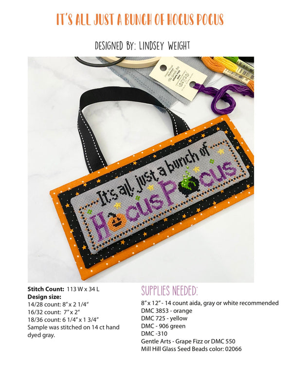 Hocus Pocus Cross Stitch by Lindsey Weight of Primrose Cottage Stitches- PDF Pattern