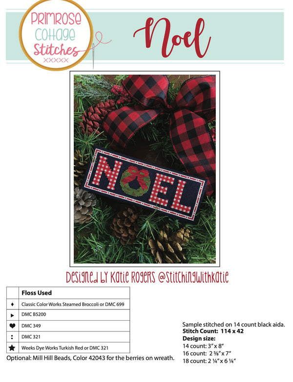 Noel Cross Stitch by Katie Rogers of Primrose Cottage Stitches - PDF Pattern