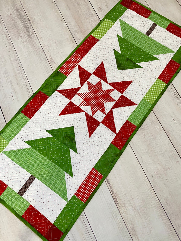 Trim the Tree Table Runner By Lindsey Weight of Primrose Cottage Quilts -PAPER Pattern PCQ-025