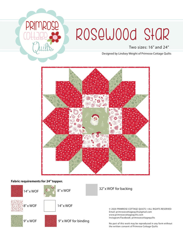 Rosewood Star by Lindsey Weight of Primrose Cottage Quilts - Quilt PDF Pattern