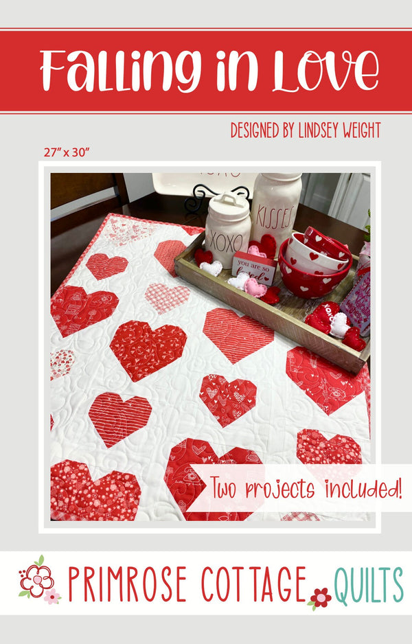 Falling in Love Mini Quilt By Lindsey Weight of Primrose Cottage Quilts - PAPER Pattern PCQ-026