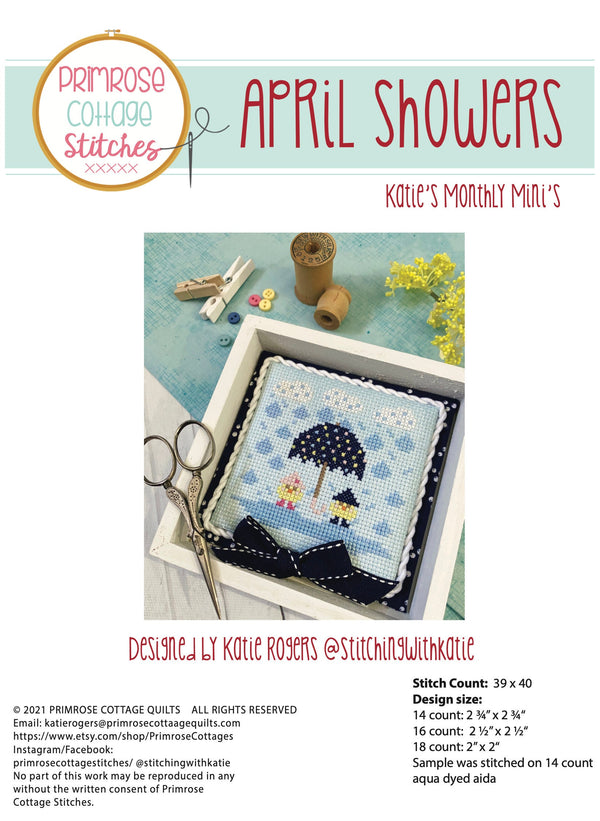 April Showers Cross Stitch by Katie Rogers of Primrose Cottage Stitches - PDF Pattern