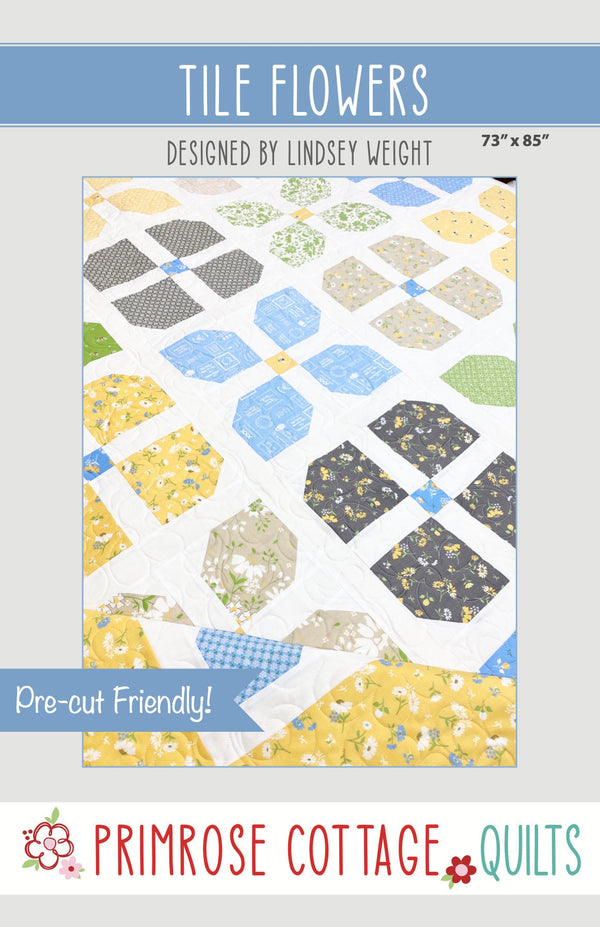 Tile Flowers by Lindsey Weight of Primrose Cottage Quilts - Quilt PDF Pattern