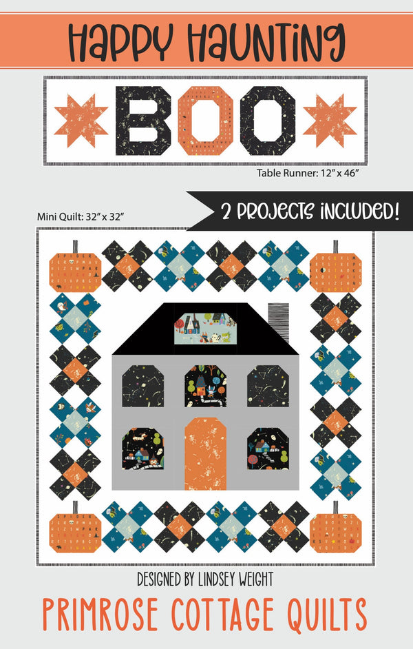 Happy Haunting Quilt and Table Runner by Lindsey Weight of Primrose Cottage Quilts - PAPER Pattern PCQ-021