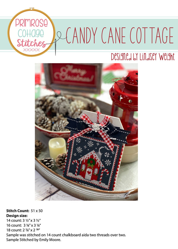 Candy Cane Cottage Cross Stitch by Lindsey Weight of Primrose Cottage Stitches - PDF Pattern