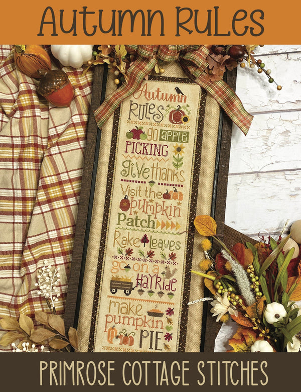 Autumn Rules Cross Stitch by Lindsey Weight of Primrose Cottage Stitches - PDF Pattern
