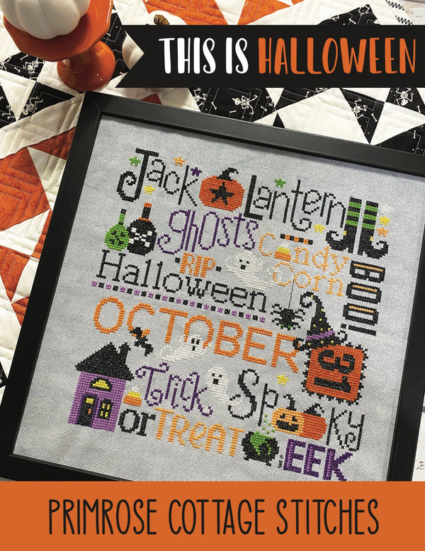 This is Halloween Cross Stitch by Lindsey Weight of Primrose Cottage Stitches - PDF Pattern