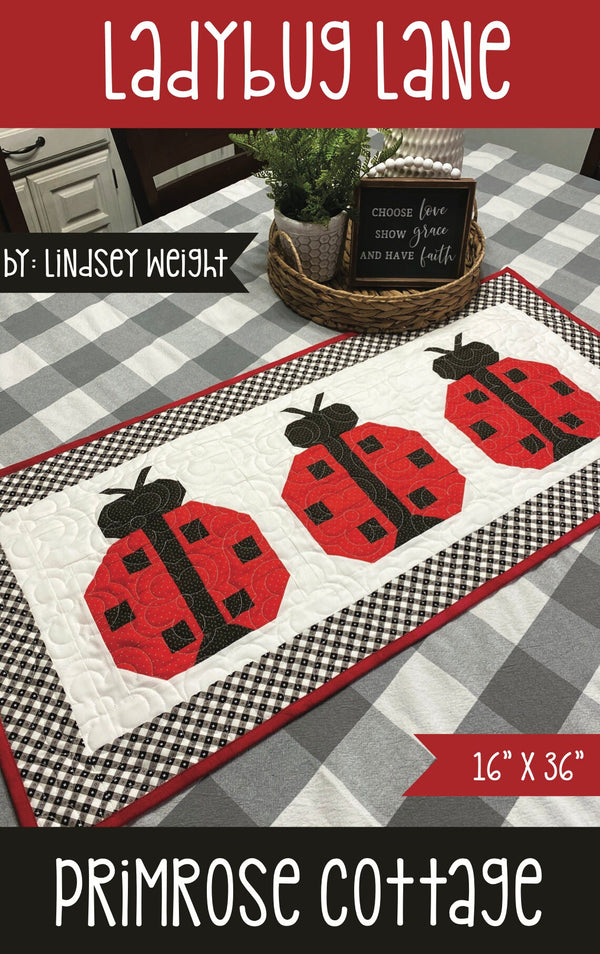 Ladybug Lane by Lindsey Weight of Primrose Cottage Quilts - Table Runner PDF Pattern