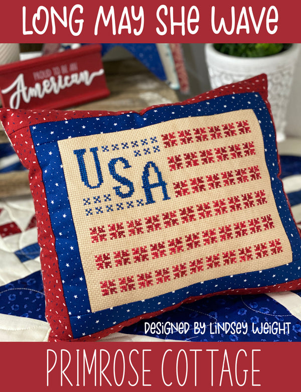 Long May She Wave Cross Stitch by Lindsey Weight - PDF Pattern