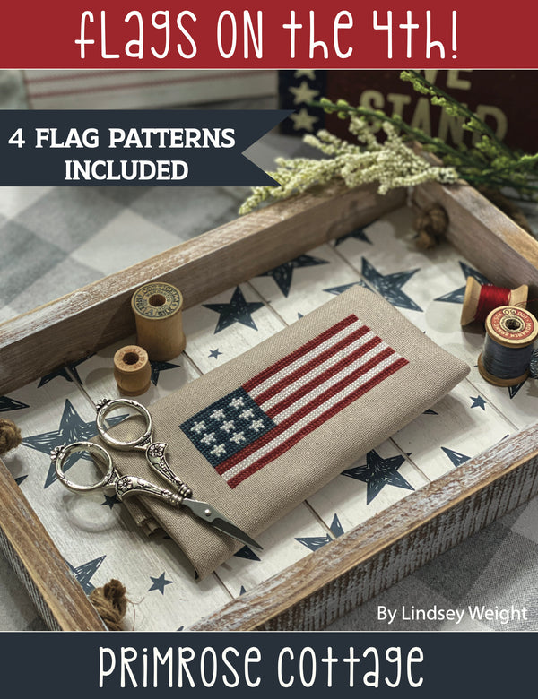 Flags on the 4th (Release #1) Cross Stitch - a collection of 4 flag patterns by Lindsey Weight - PDF Pattern