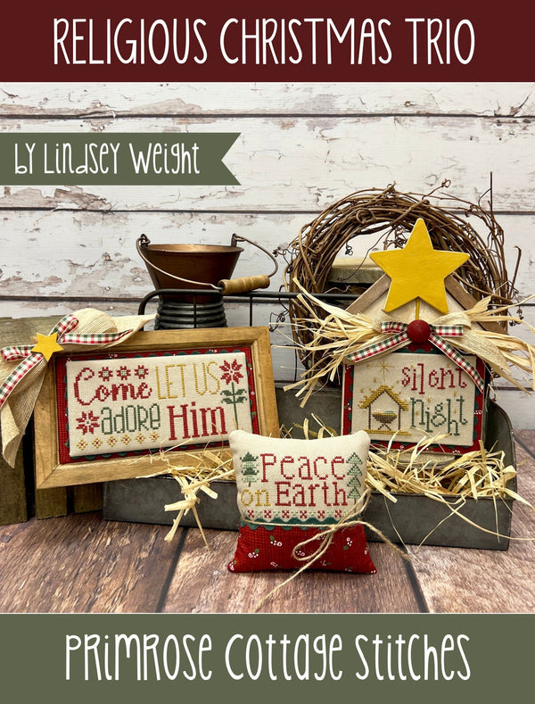 Religious Christmas Trio Cross Stitch by Lindsey Weight of Primrose Cottage - PDF Pattern
