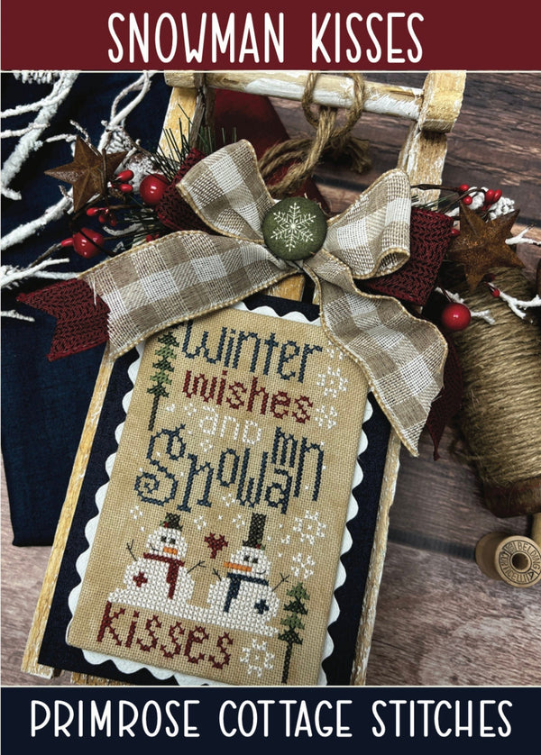 Snowman Kisses Cross Stitch by Lindsey Weight of Primrose Cottage - PDF Pattern