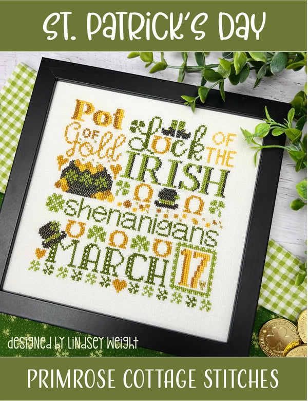 St. Patrick's Day Cross Stitch by Lindsey Weight of Primrose Cottage - PDF Pattern