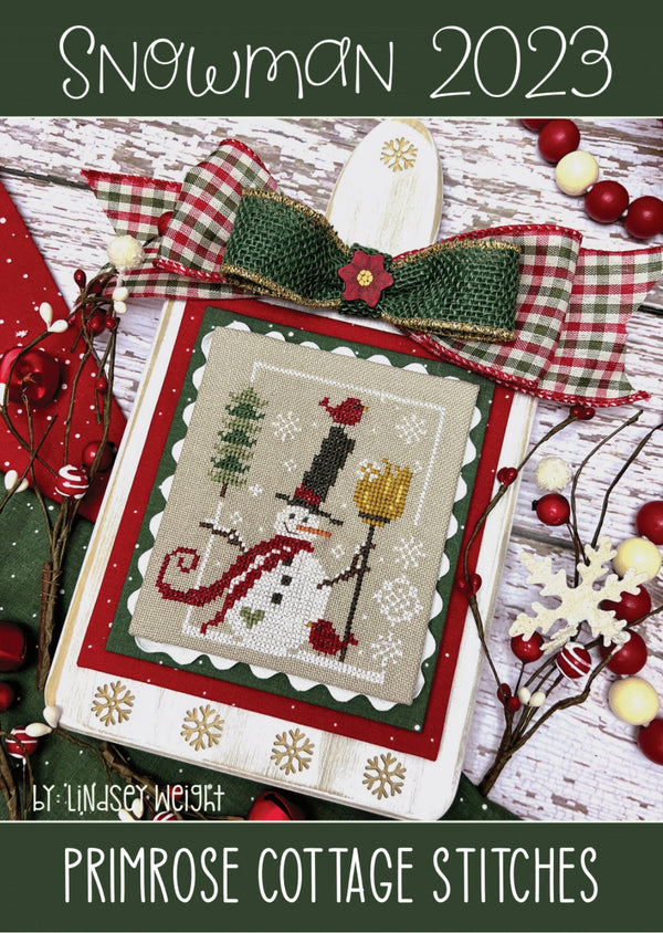 Snowman 2023 Cross Stitch by Lindsey Weight of Primrose Cottage - PDF Pattern