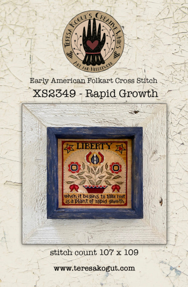 Rapid Growth XS2349 - Early American FolkartCross Stitch By Teresa Kogut - Paper Pattern