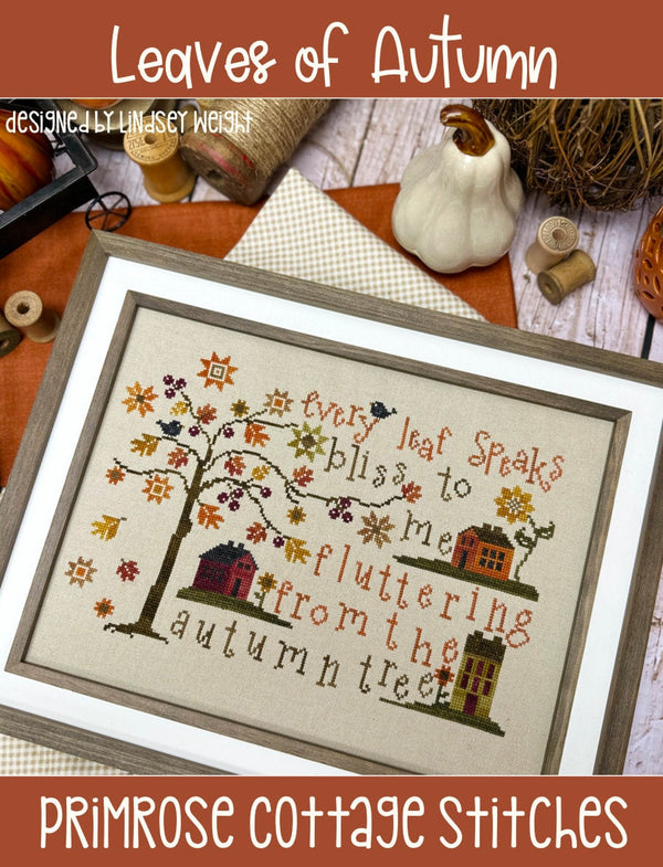 Leaves of Autumn Cross Stitch by Lindsey Weight of Primrose Cottage - PDF Pattern
