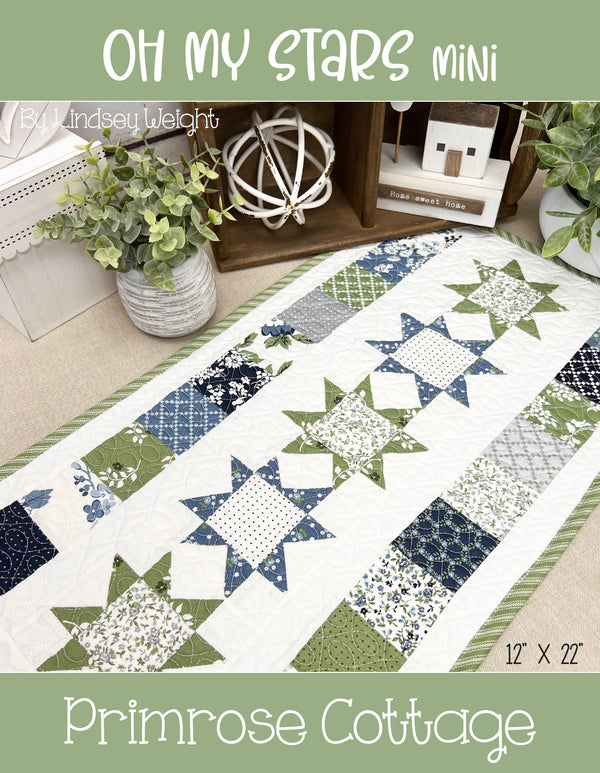 Oh My Stars {Mini} by Lindsey Weight of Primrose Cottage Quilts - Table Runner PDF Pattern
