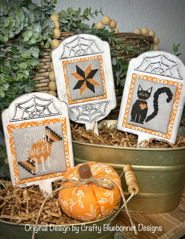 Halloween Stitchy Stakes Cross Stitch by Crafty Bluebonnet Designs - Paper Pattern