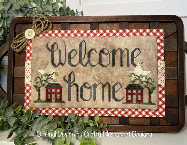 Twin House Welcome Cross Stitch by Crafty Bluebonnet Designs - Paper Pattern