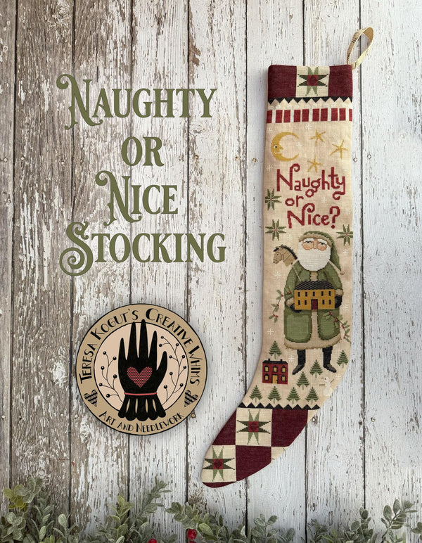 Naughty or Nice Stocking Cross Stitch by Teresa Kogut - Paper Pattern