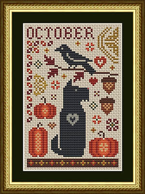 Scottie October Dog Cross Stitch by Happiness is Heartmade - Paper Pattern