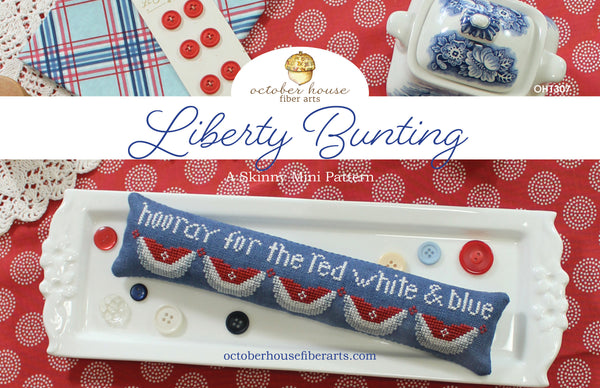 Liberty Bunting Cross Stitch by October House Fiber Arts - Paper Pattern
