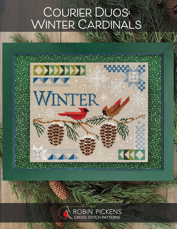 Courier Duos: Winter Cardinals Cross Stitch by Robin Pickens - Paper Pattern