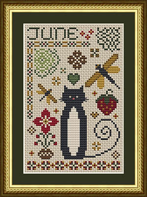 June Cat Cross Stitch by Happiness Is Heartmade - Paper Pattern