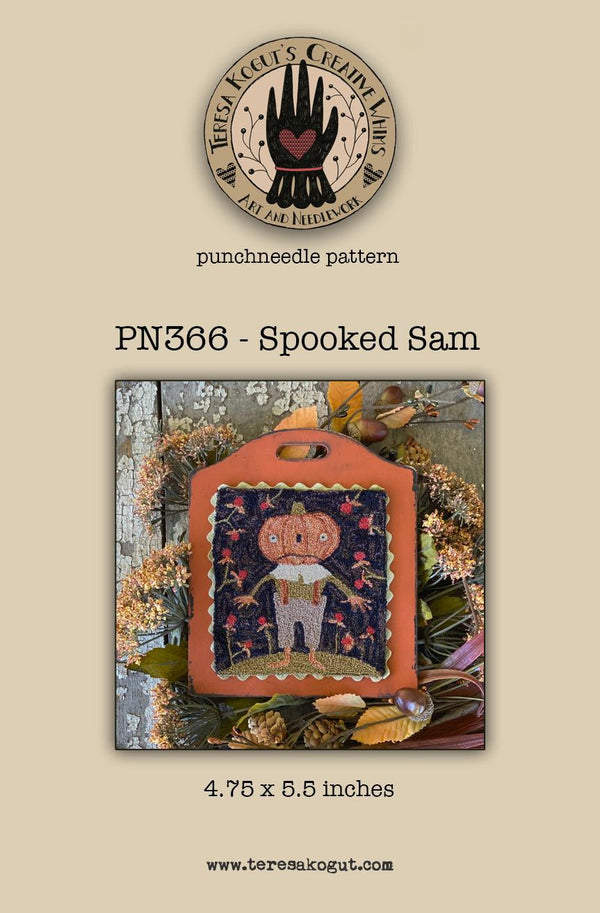 Spooked Sam Punchneedle Embroidery by Teresa Kogut - Paper Pattern