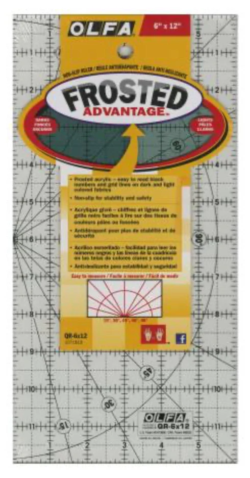 Frosted Acrylic Olfa Ruler 6in x 12in The Traveler