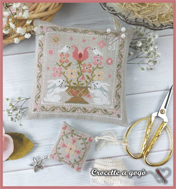 Spring Basket Cross Stitch by Crocette A Gogo - Paper Pattern