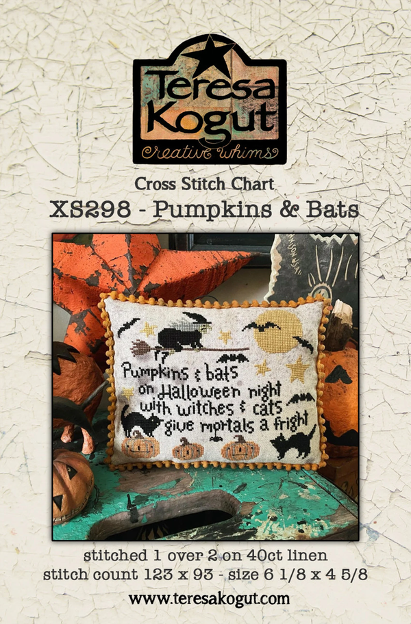 Pumpkins & Bats Cross-Stitch by Teresa Kogut - Paper Pattern